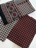 Ajrak Cotton 3 Piece Unstitched Suit Block Printed